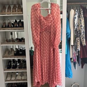 Acler Pink Plaid Long Sleeve Dress